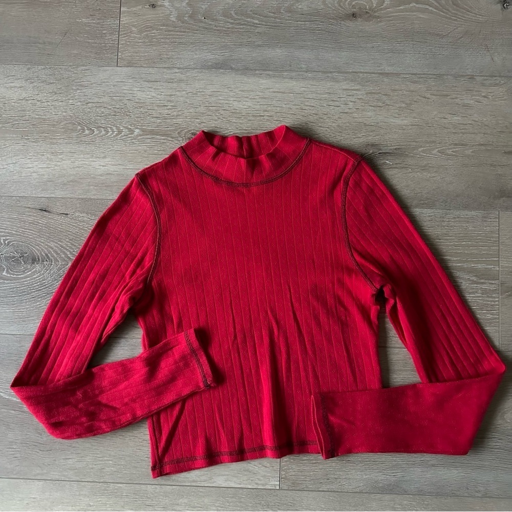 American Eagles Turtleneck Red Long Sleeve Top 100% Cotton Sz M